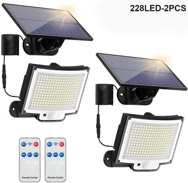 MAX (228LED-2PCS)Solar Flood Lights Outdoor Solar Motion Lights Remote Solar Security Lights Wall L…