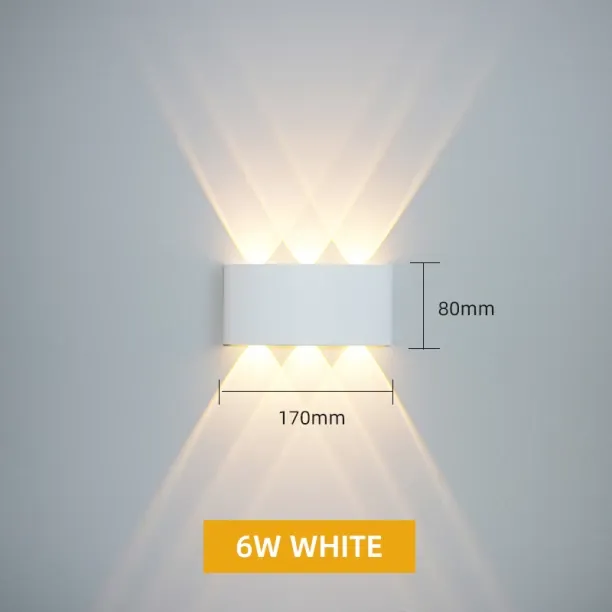 MAX (White 6W-Waterproof IP65,White Light 6000K)Aluminum LED Wall Lamp Waterproof IP65 Outdoor Gard…