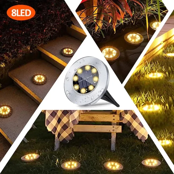 MAX (1pcs,8led warm)Solar Ground Lights Outdoor Decorations, 12LED Solar Garden Lights Waterproof, …