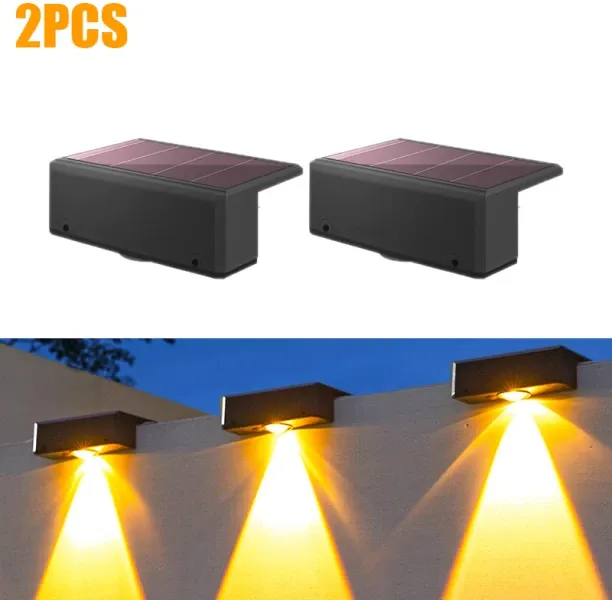 MAX (Warm 2PCS)Solar Wall Washing Lamp Waterproof Outdoor LED Wall Light Courtyard Lamp Decorative …