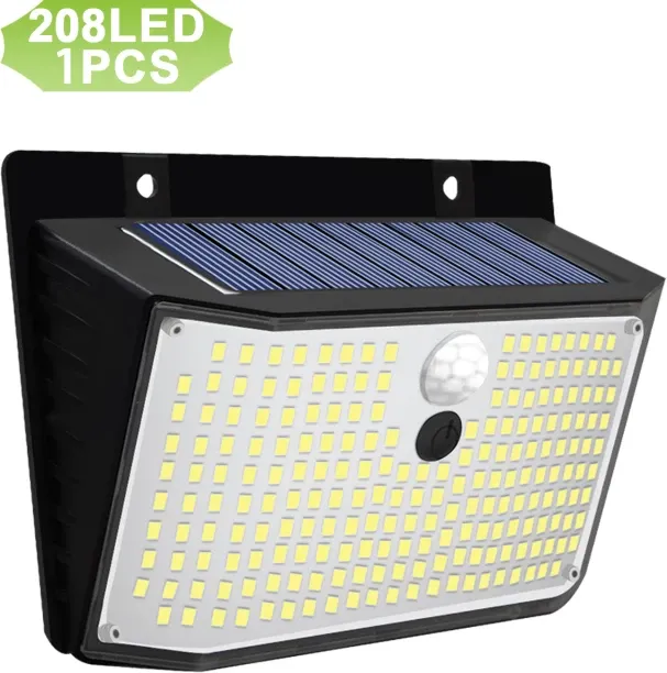 MAX (208LED-1PC)Solar Lights Outdoor Solar Wall Lamp Waterproof Wireless Motion Sensor Security 3 M…