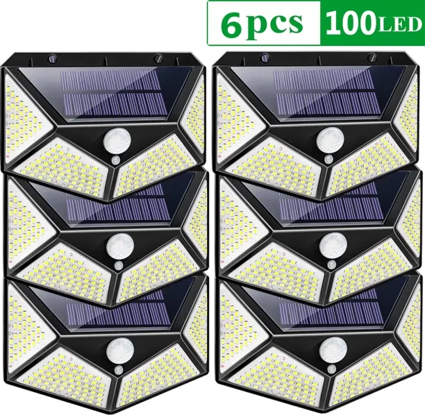 MAX (6pcs 100led)4pcs 468 LED Solar Led Lamp Outdoor Solar Light with Motion Sensor Wall Lights Wat…