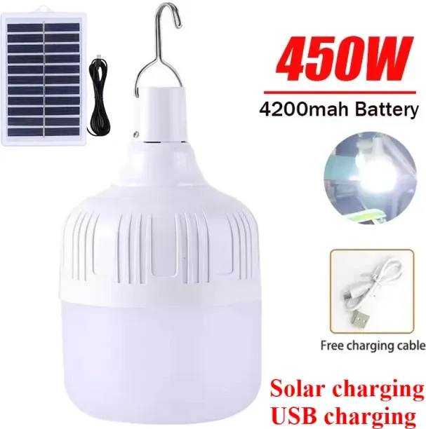 MAX (Upgraded version D)Solar Powered Lamps Portable Led Bulbs 80-500W LED Energy Saving Light comp…