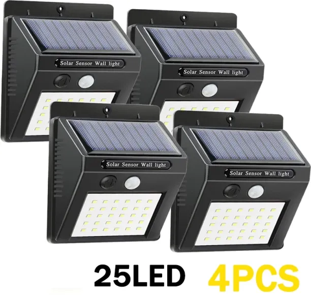 MAX (25led 4pcs)LED Solar Light Wireless Motion Sensor Light Waterproof Solar Outdoor Lights Garden…