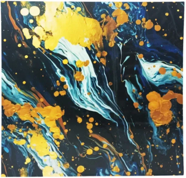 wall paper CLS-144 Abstract Black, Gold, Blue, White Wallpaper