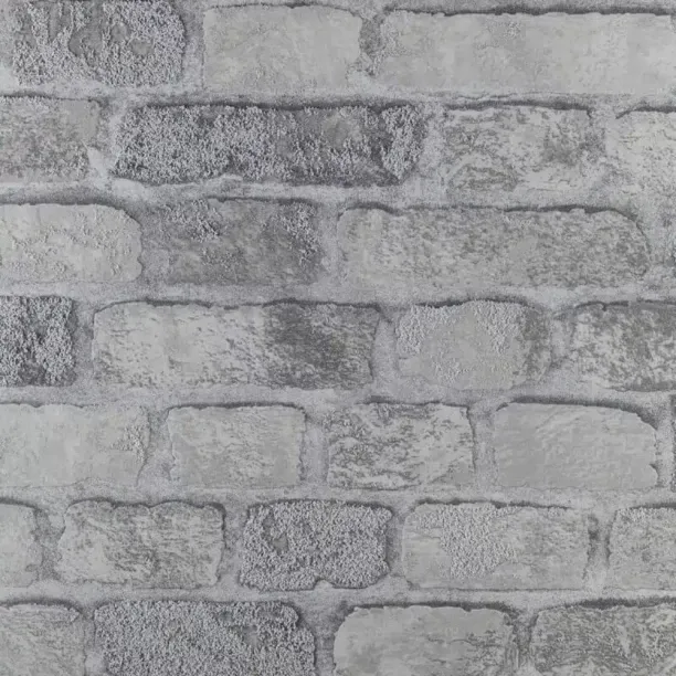 Finish Style Princess Street Brick Wallpaper – Grey (10m x 53cm Roll, Covers ±5m²) Decorative Grey …