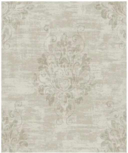 Chrams Damask Wallpaper Cream 10 m x 530 mm Decorative White Wallpaper