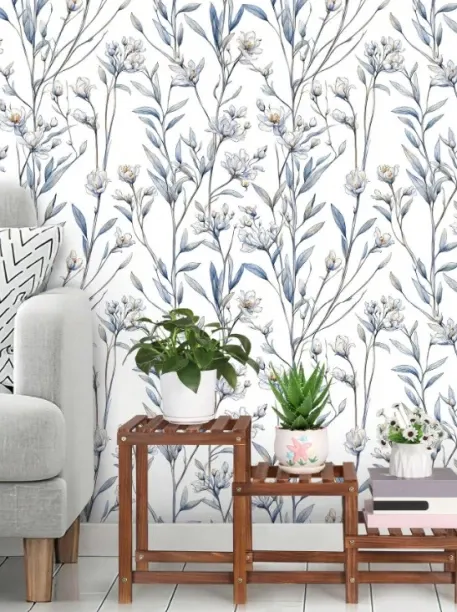 Lavish by Tops Magnolia Floral Self-Adhesive Wallpaper Floral & Botanical Multicolour Wallpaper