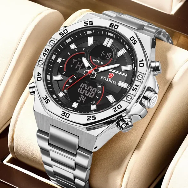 OLEVS Display Watches For Men Fashion Business Waterproof,silver black Digital Watch  - For Men & W…