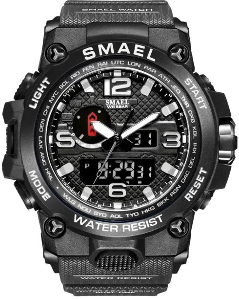 Huanix Men Sports Watches Dual Display Analog Digital,Gray Black Digital Watch  - For Men & Women