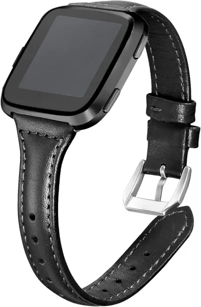 LAHDEK Bands Compatible with Fitbit Versa 2 / Fitbit Versa Lite/Fitbit Versa, Slim Genuine Leather …