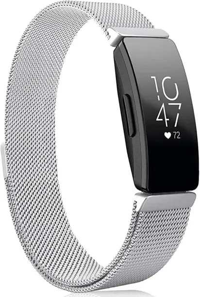 LAHDEK Metal Band Compatible with 2 Bands, Stainless Steel Mesh Loop Adjustable Wristband Replaceme…