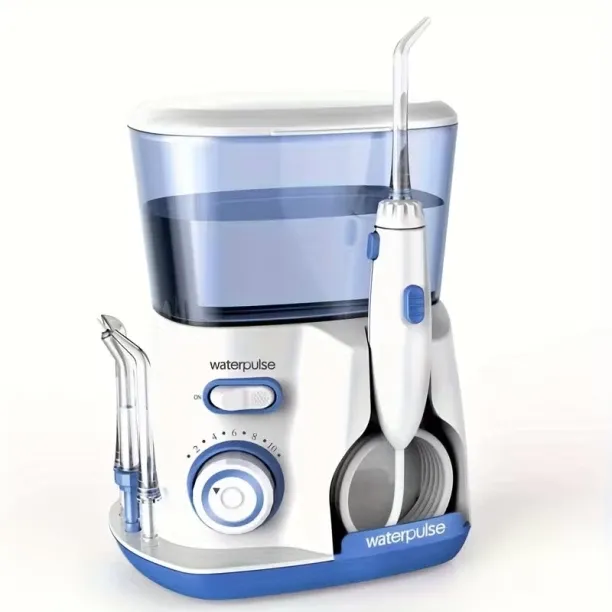 Happyfun 800ML Dental Electric Water Flosser Oral Irrigator with 5 Adjustable Water Jet Tips AC Rec…