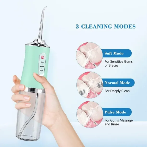 Portable Rechargeable Waterproof Dental Oral Irrigator, Water Flosser - Green Portable Rechargeable…