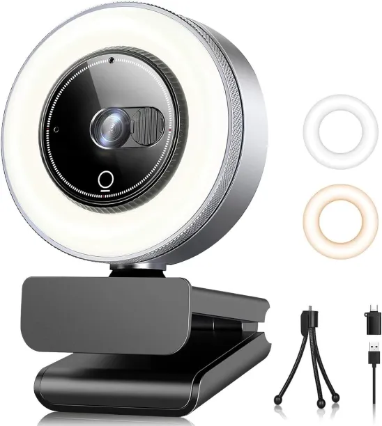 BOWENSTORE 2K Webcam for PC with Microphone & Light & Privacy Cover, Web Camera for Desktop Compute…
