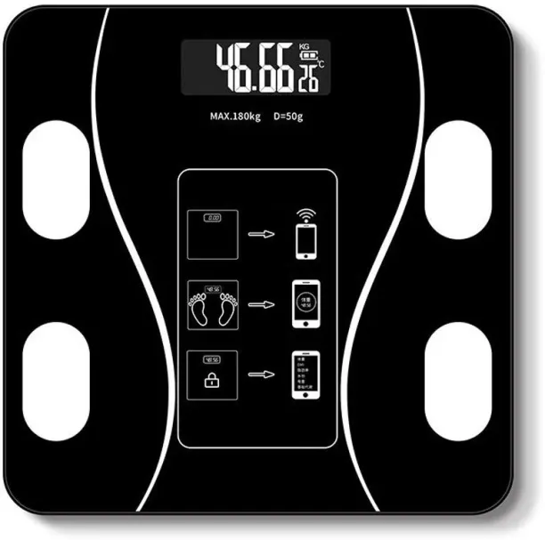 WOODLY Health Intelligent Bluetooth Body Fat Scale - Black Digital Personal-smart or BMI Weighing S…