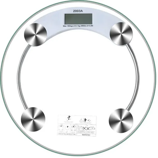 RUIQI High Precision Digital Body Weight Scale – 33cm Tempered Glass Bathroom Scale (Battery Includ…