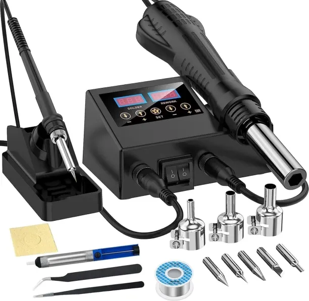 Flycross Welding set, 2-in-1 hot air refurbishment station kit, dual digital display soldering iron…