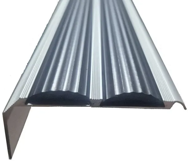Pedross Aluminium Angle Edge Silver with BLACK DOUBLE Insert Undrilled 2500 x 85 x 33 Stair Profile…