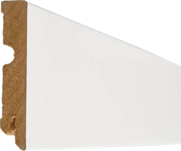 Pedross Skirting Cubic White Paintable MDF Matt Finnish 80mm x 16mm x 2400mm for Laminate Flooring