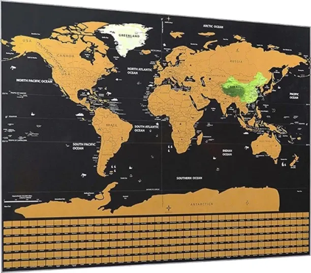 ALANES Scratch Off Travel World Map With Country Flags Worldwide Adaptor