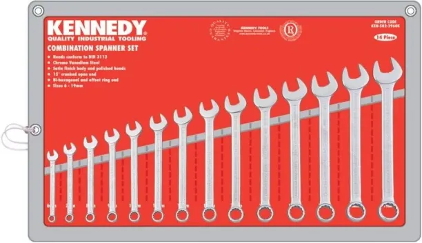 Kennedy 6 19Mm Cv Combination spanner wrench Set 14Pc Double Sided Combination Wrench