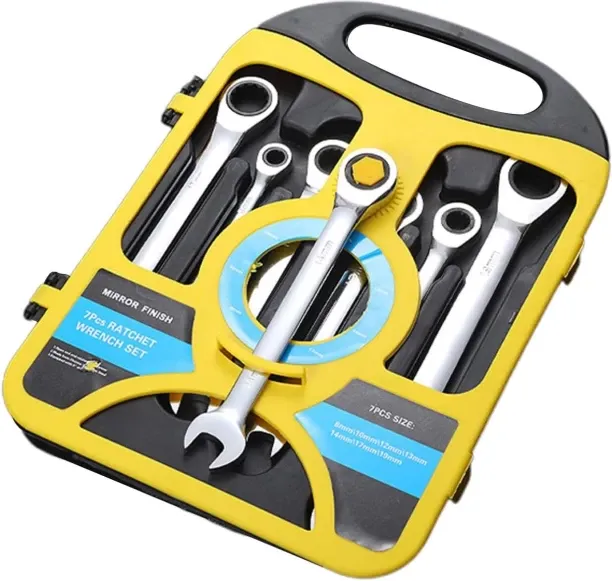 WEIWEISTORE 7Pcs Ratchet Combination Metric Wrench Tooth Gear Torque And Socket Wrench Nut Tools Fo…