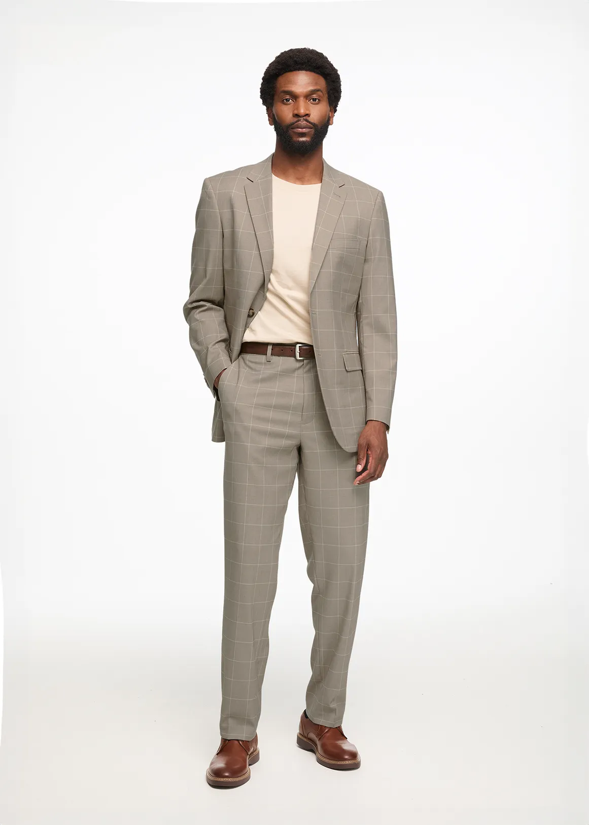 Check Viscose Blend Suit Trousers