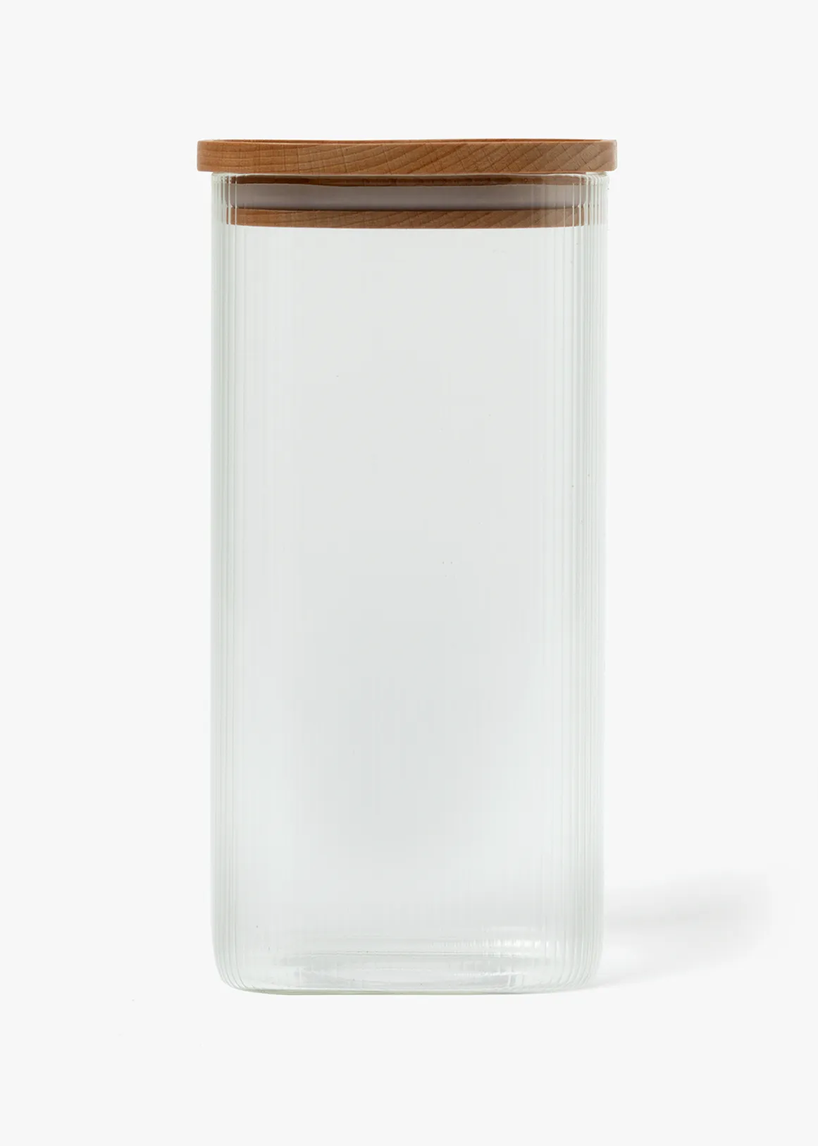 Ribbed Square Medium Glass Storage Canister