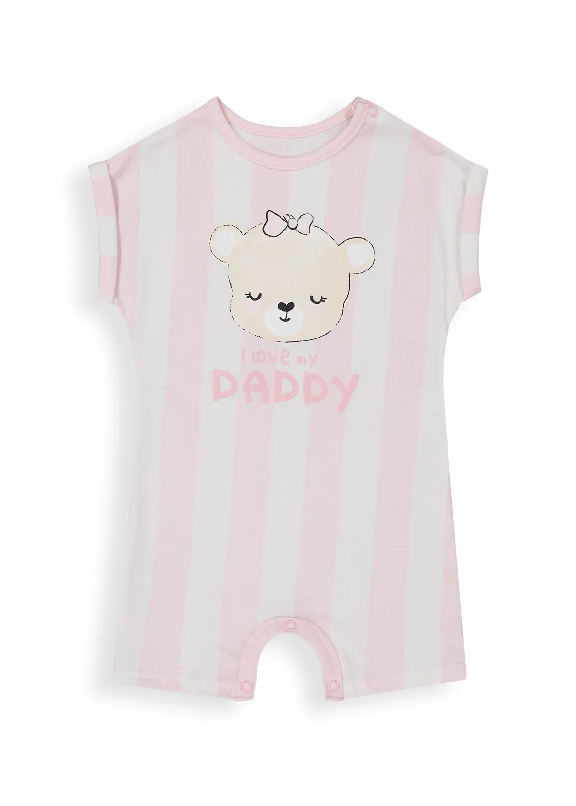 Daddy's Bear Stripe Cotton Romper