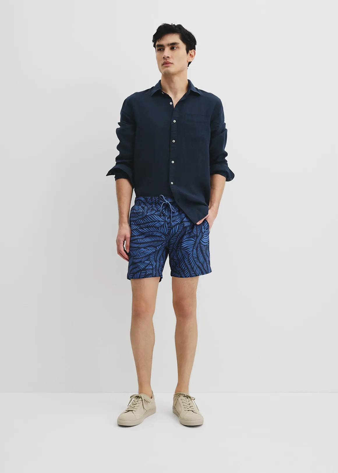 Recycled Polyester Leaf Print Swim Short
