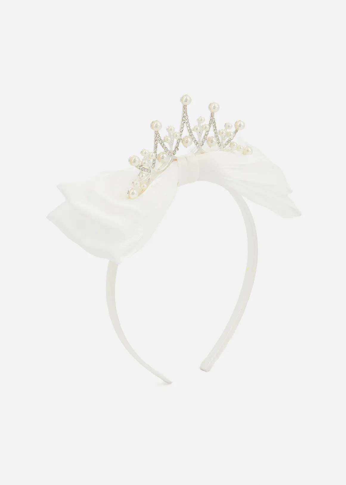 Bow Faux Pearl Tiara Alice Band